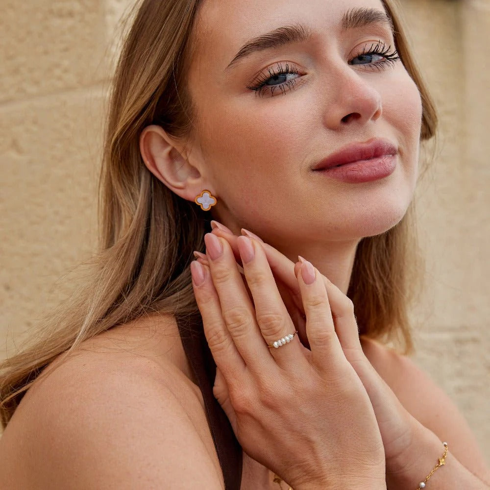 White Clover Hoop Earrings