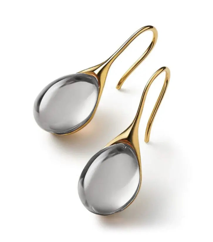 Crystal drop earrings in gold and silver  | Gold 18k