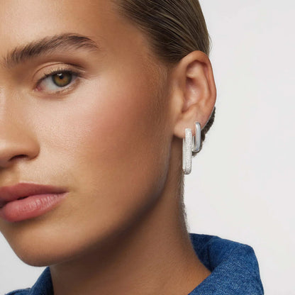 Large Icon Pavé Hoops | White Gold