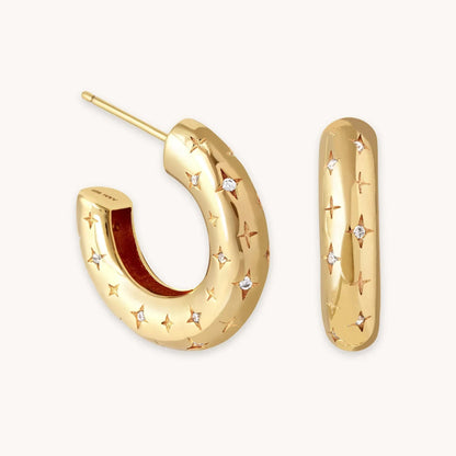 Cosmic Hoop Earrings | White Gold