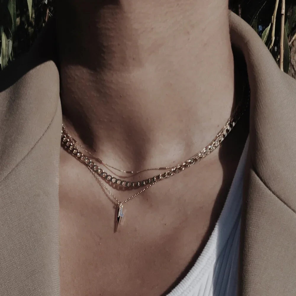 Flat Link Curb Chain Necklace | Gold 16k