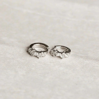 Crystal Cluster Huggies | White Gold