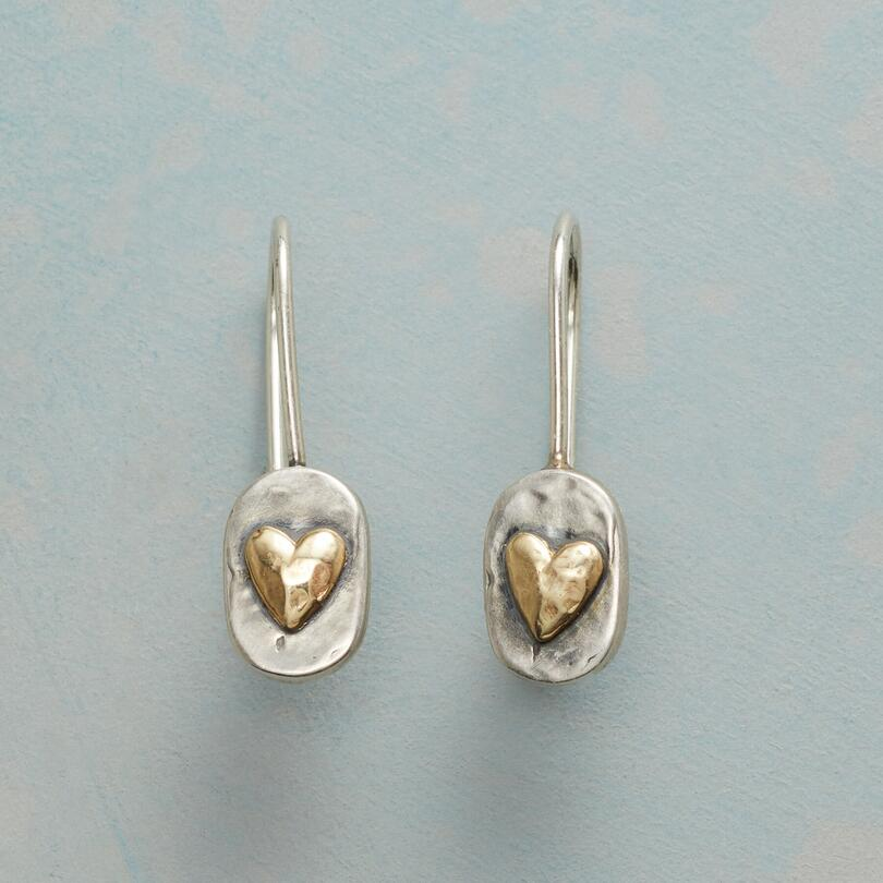 Vintage Gold Inlaid Heart Earrings | Gold 18k