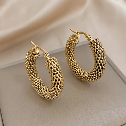 Golden Scale Hoop Earrings | Gold 16k