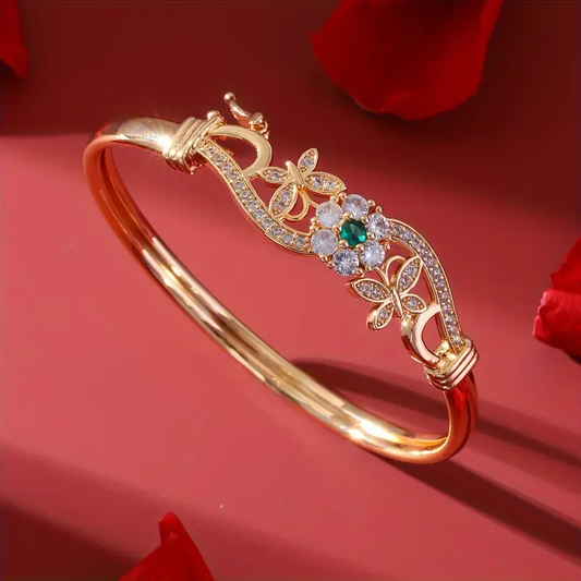 Zirconia Gold Green Crystal Bracelet  | Gold 16k