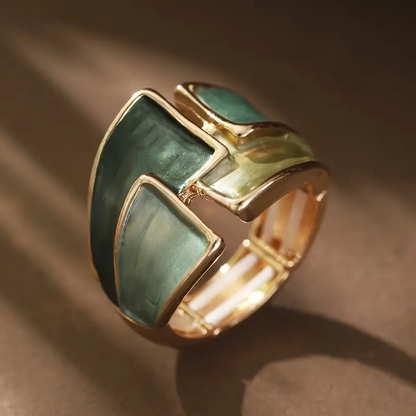 Green Enamel Gold Ring | Gold 18k