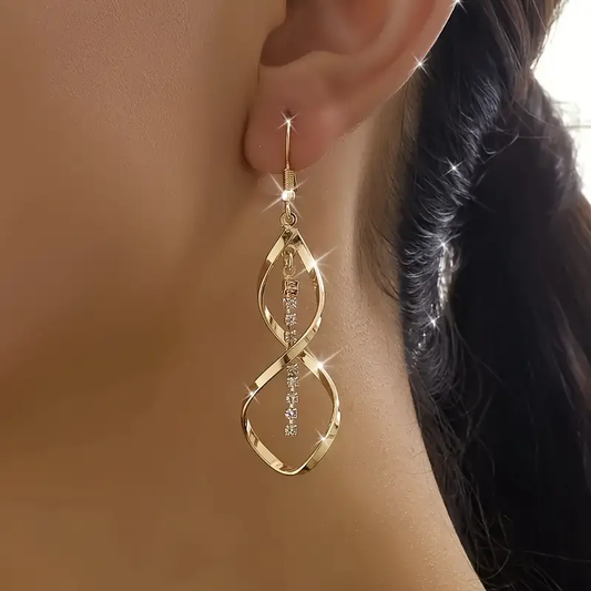 Dangling Spiral Gold Earrings | Gold 18k