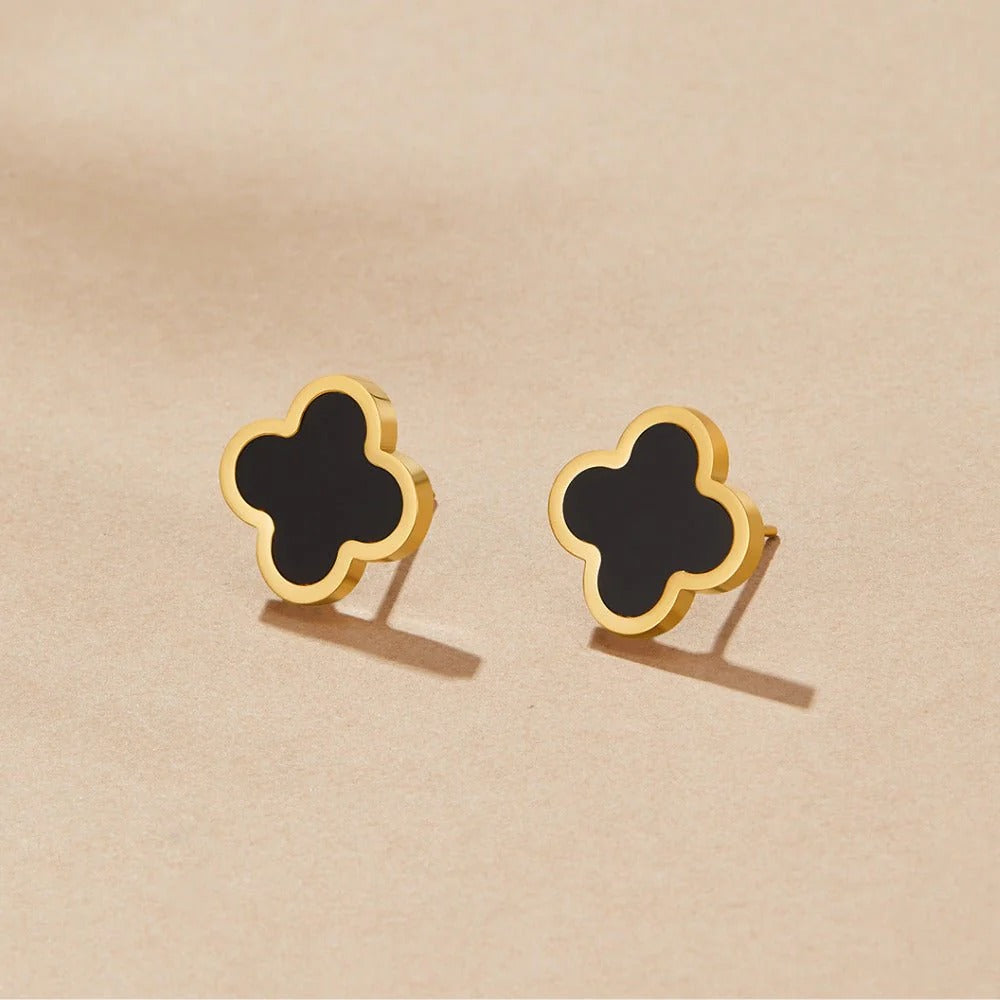 Black Clover Hoop Earrings