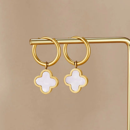 White Clover Hoop Earrings