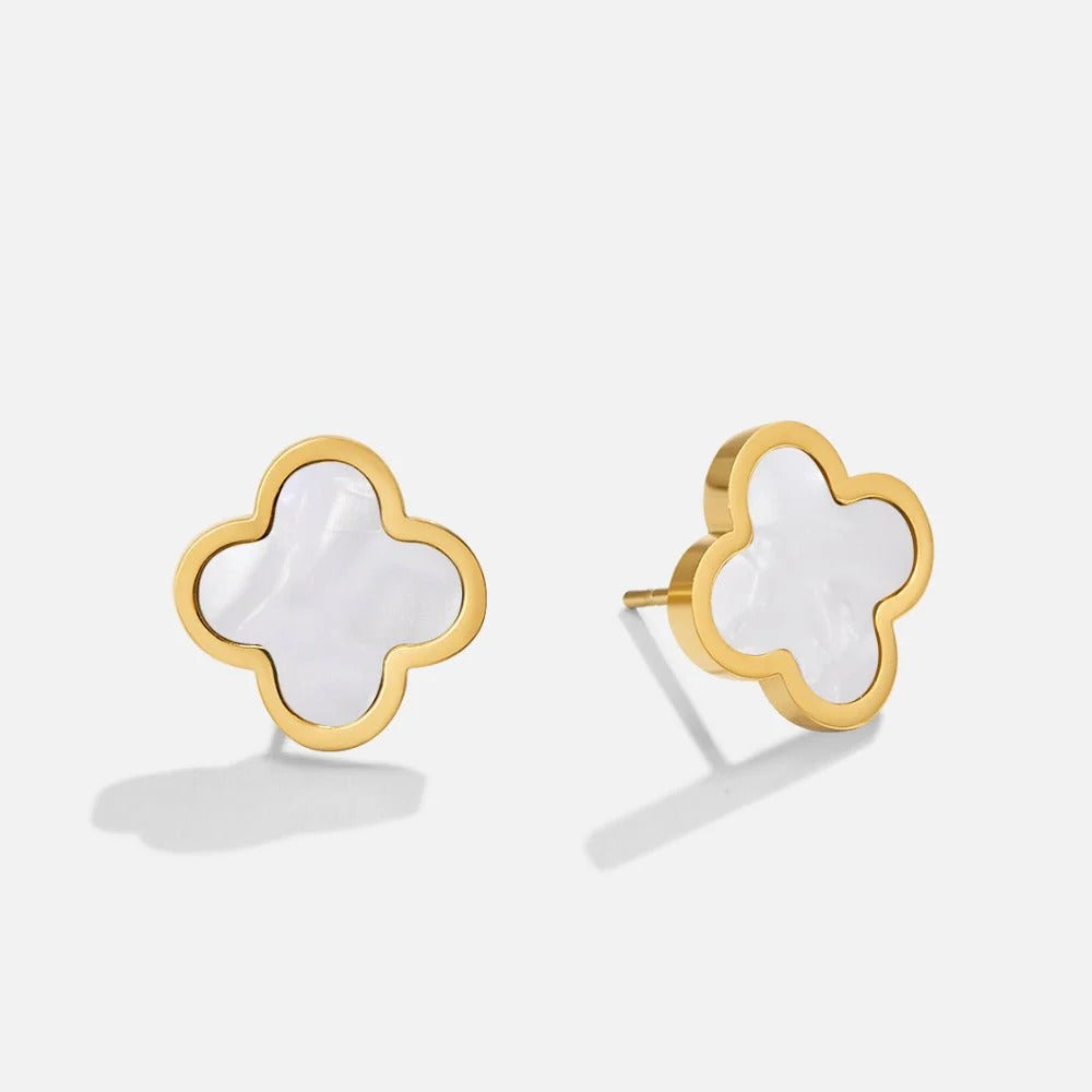 White Clover Hoop Earrings