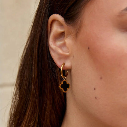 Black Clover Hoop Earrings