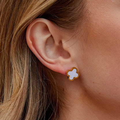 White Clover Hoop Earrings