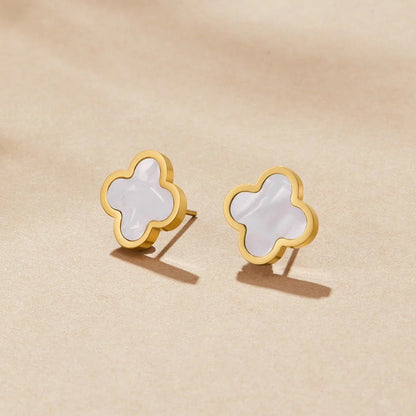 White Clover Hoop Earrings
