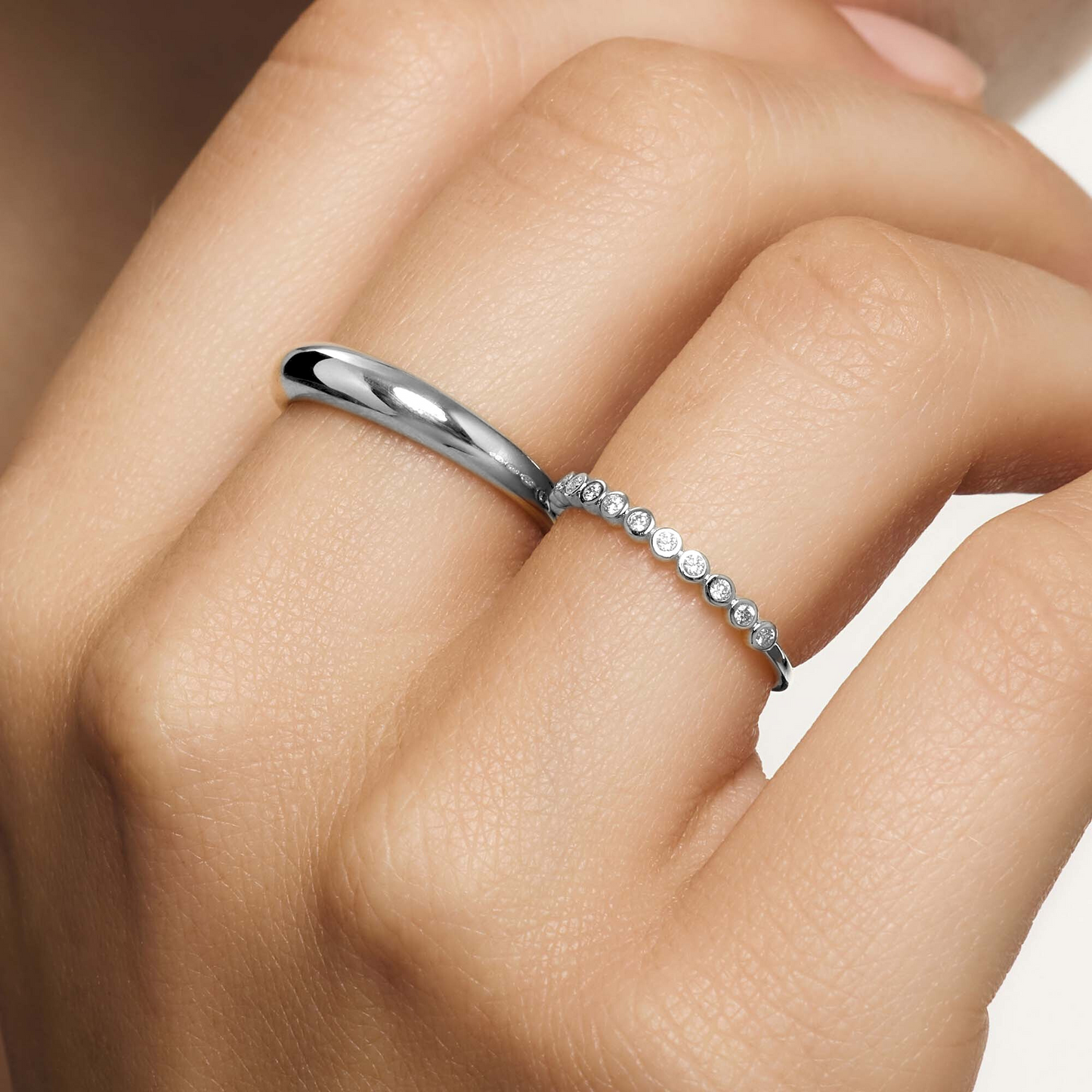 Diamond Bubble Ring | White Gold