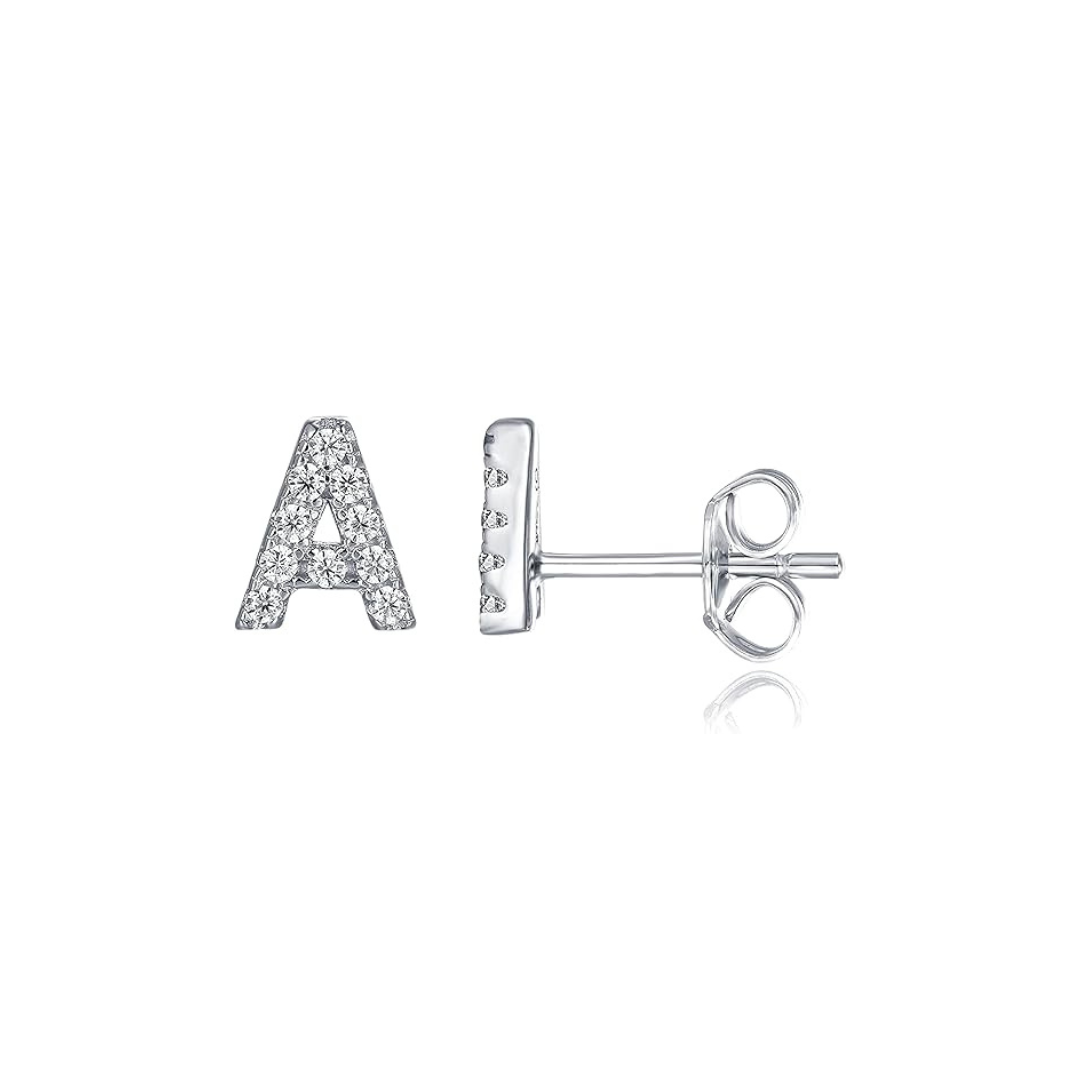 Initial Earring 1pc | White Gold